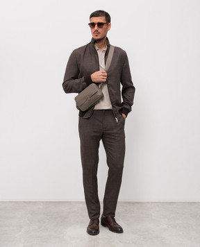 Enrico Mandelli Brown wool, silk and linen trousers GYM02B6020
