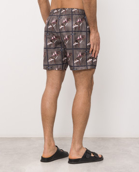 Iceberg Khaki printed swim shorts ICE26MBM11