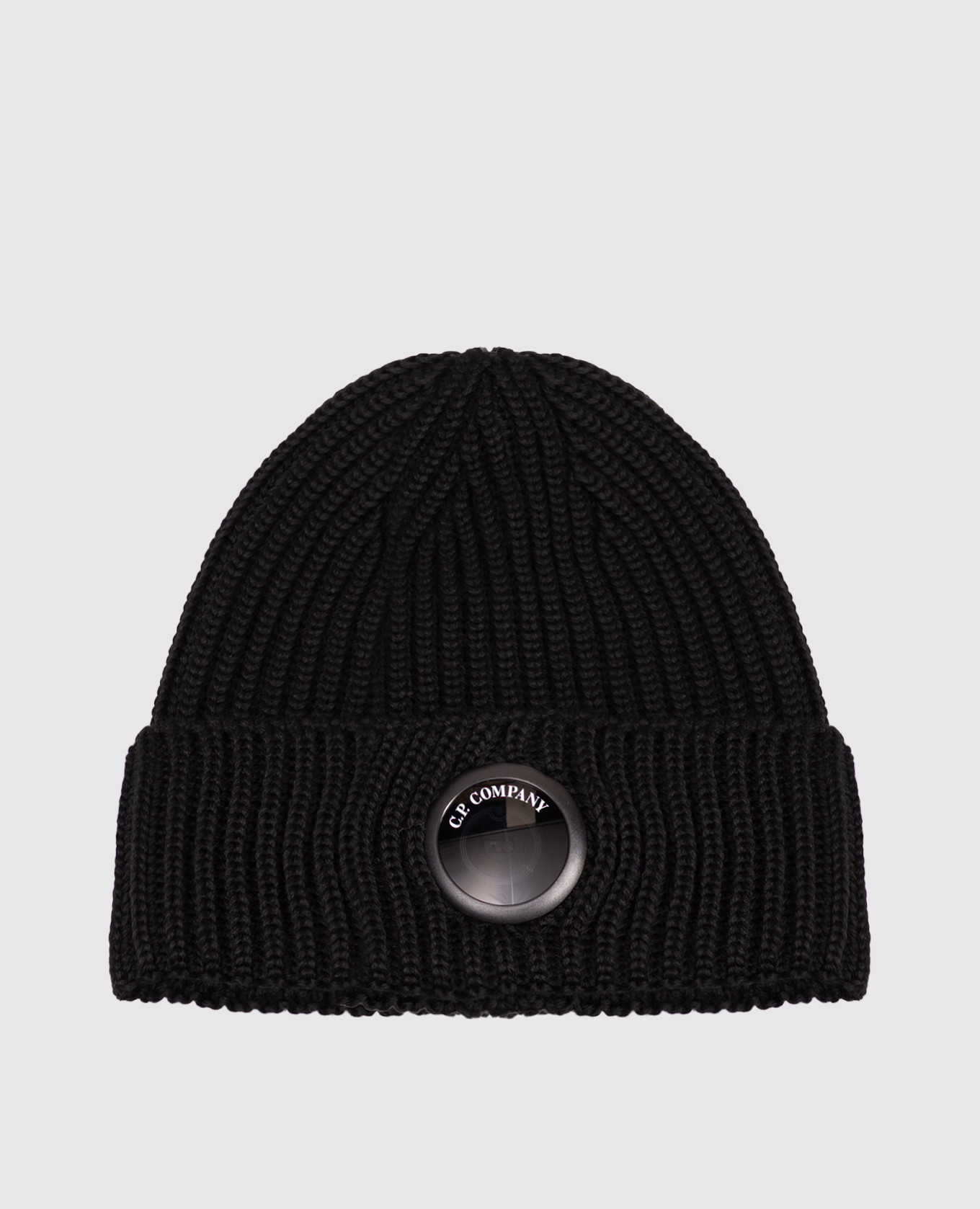 Black wool hat with logo patch