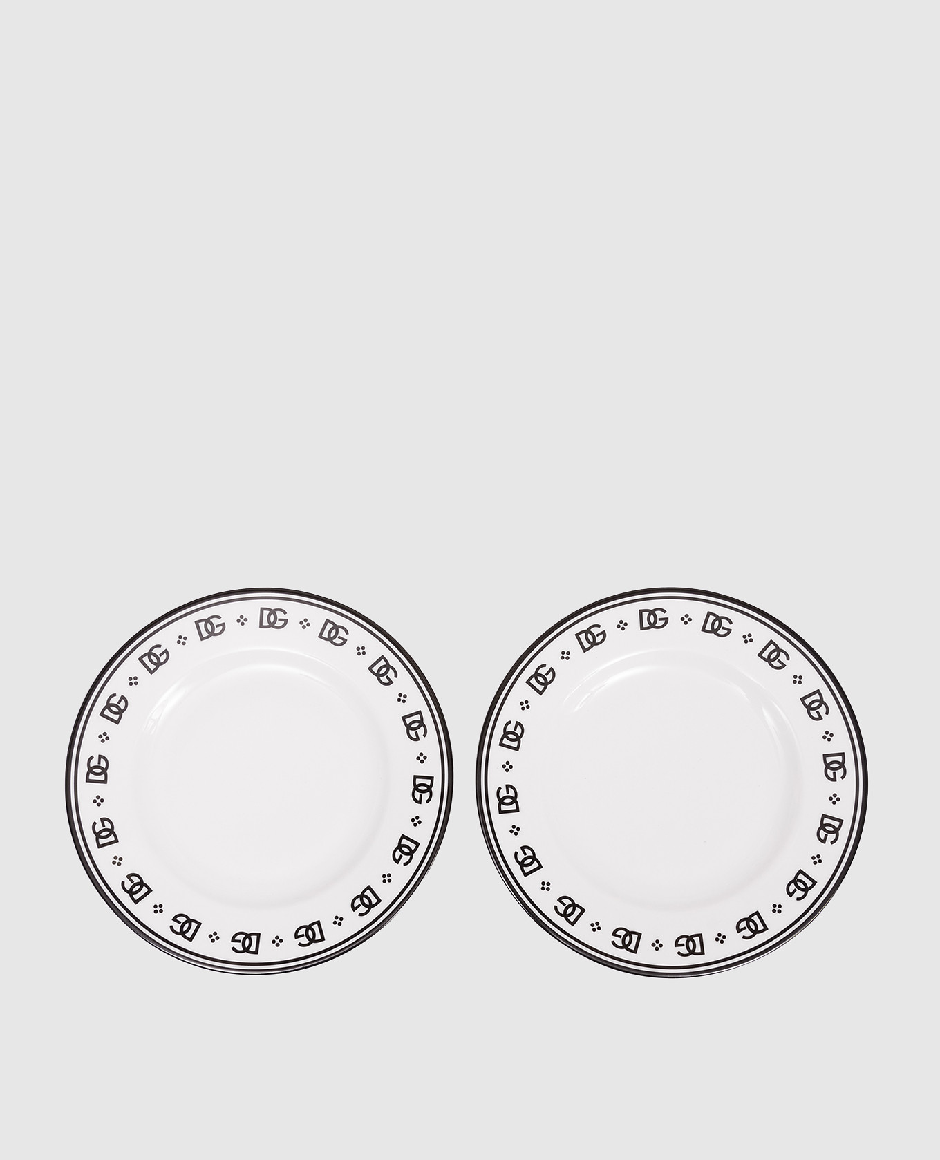

Set of white porcelain dessert plates with DG logo monogram Dolce&Gabbana