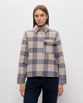 Woolrich Beige checked down jacket CFWWOS2028FRUT3046