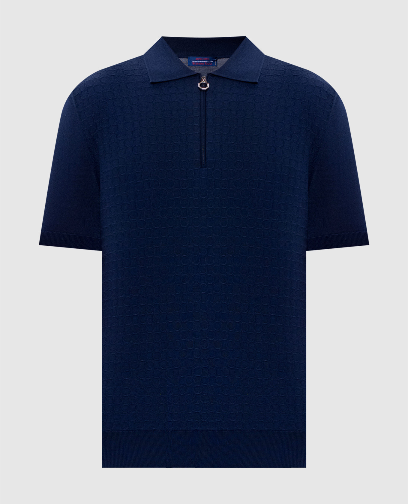 

Blue polo shirt made of wool, cashmere and silk in a pattern Stefano Ricci