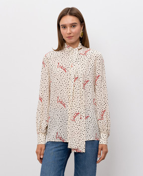 Valentino Beige Plus De Pois silk blouse with polka dots 9B3AB8N0A9N