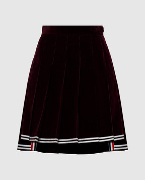Thom Browne Burgundy velvet pleated skirt FGCA37NF0957