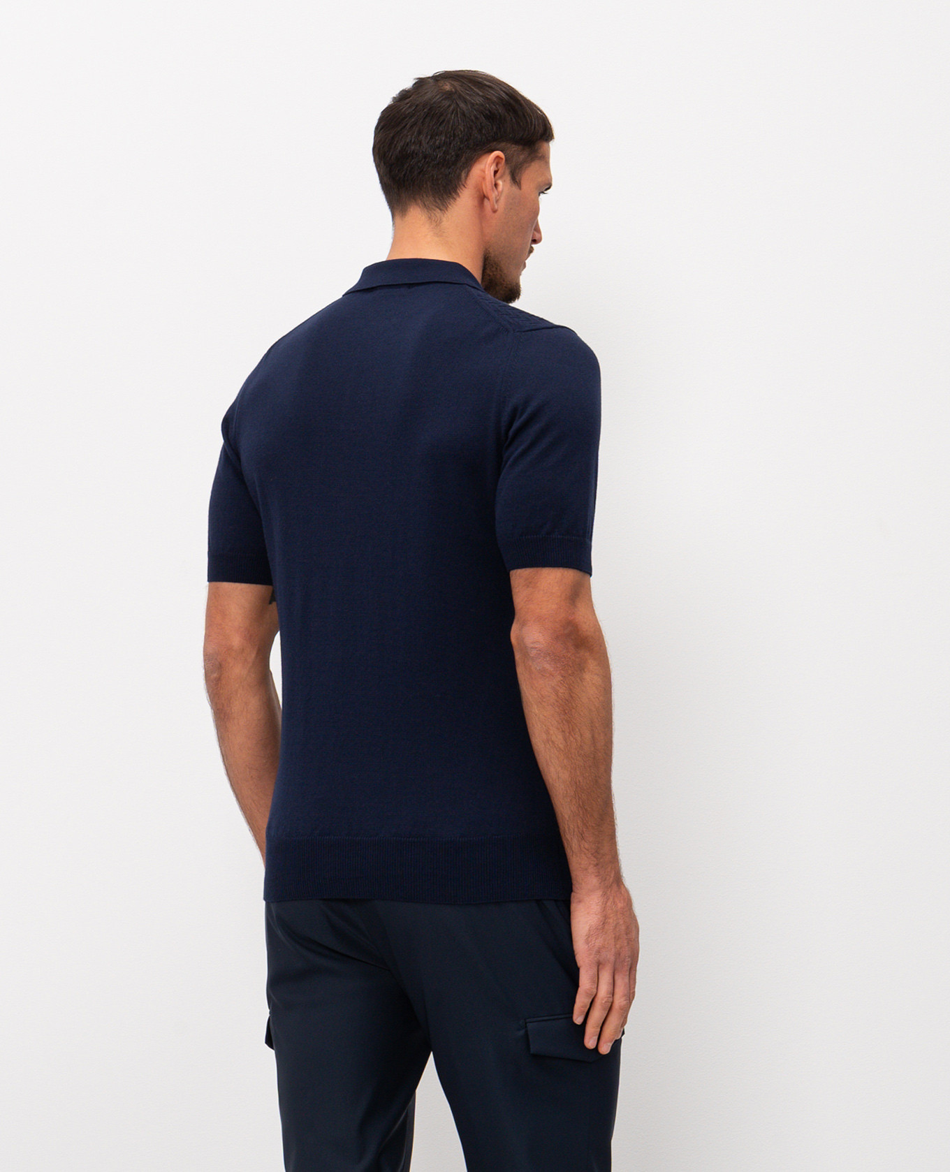 

Blue polo with woven pattern Cashmere&Whiskey