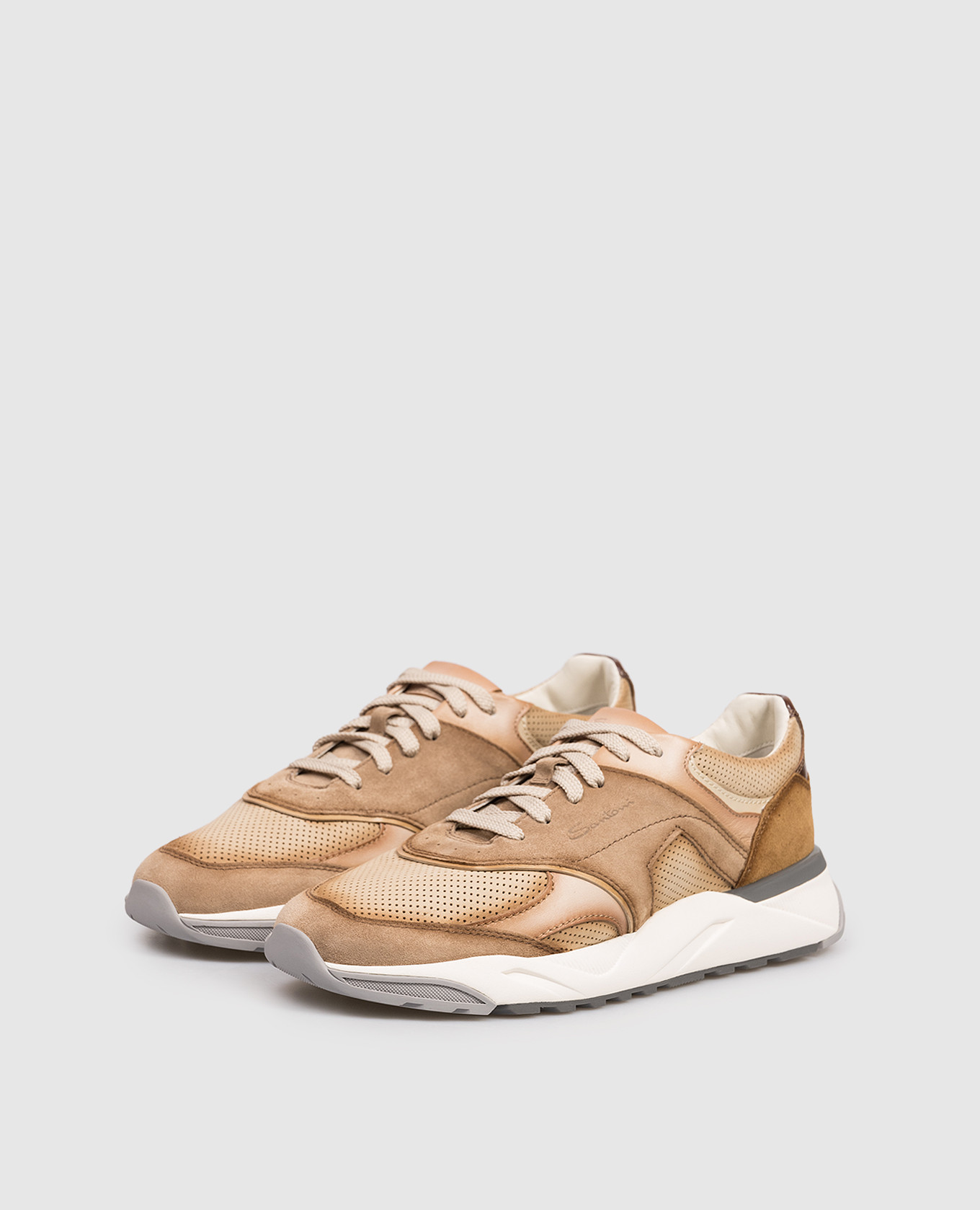 

Brown perforated sneakers Santoni