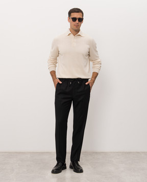 Bertolo Cashmere Black wool and cashmere pants 000350001391