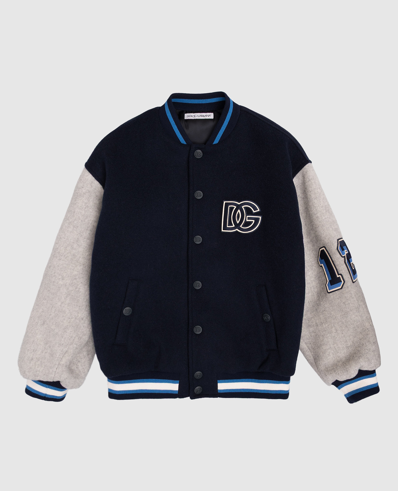 

Kids' blue wool bomber jacket with logo Dolce&Gabbana