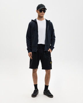 Stone Island Black shorts with logo patch L1S156200011S0051