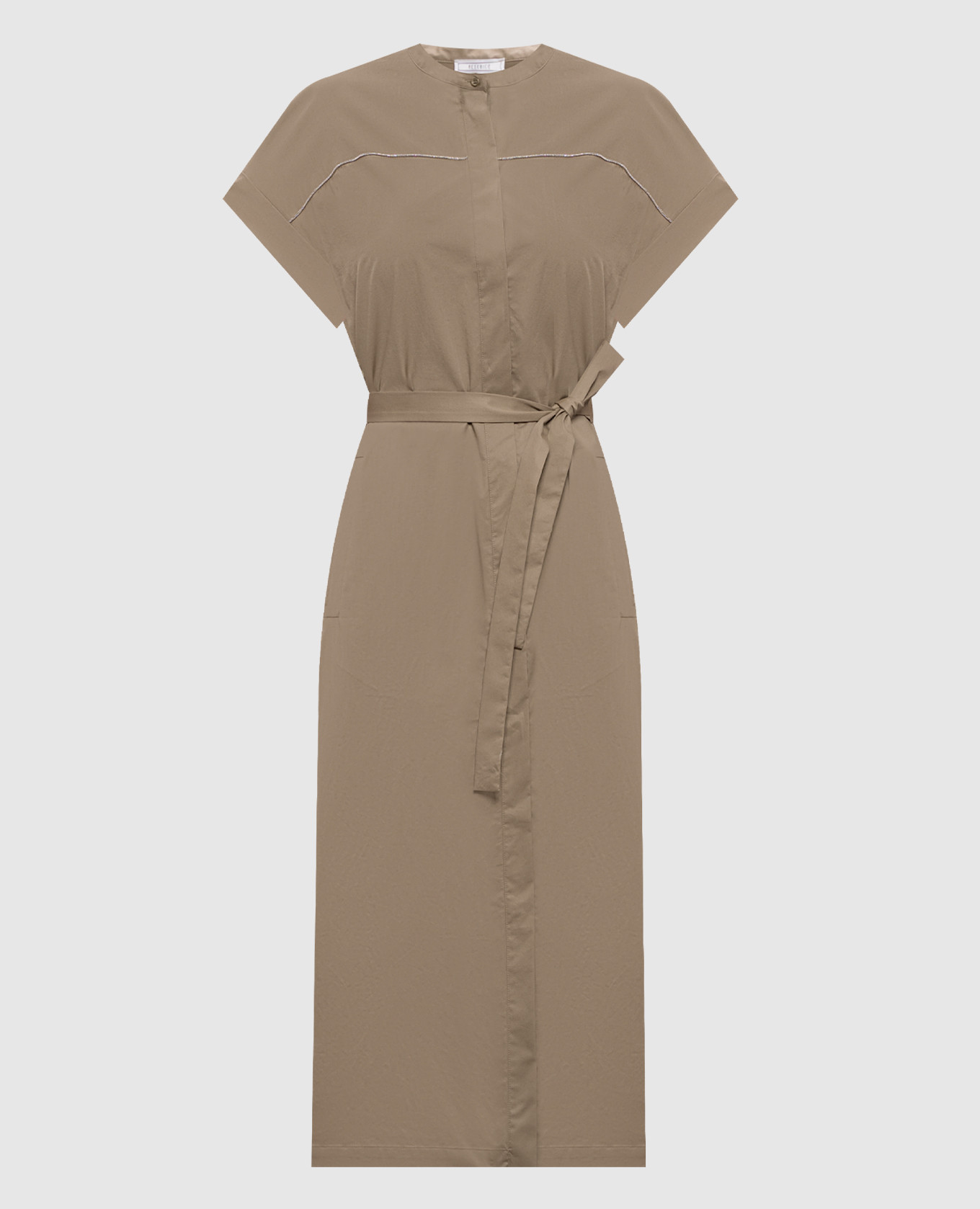 

Khaki shirt dress with chain Peserico
