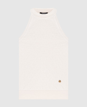 Balmain Ivory wool top with geometric pattern HF1AE089KJ99