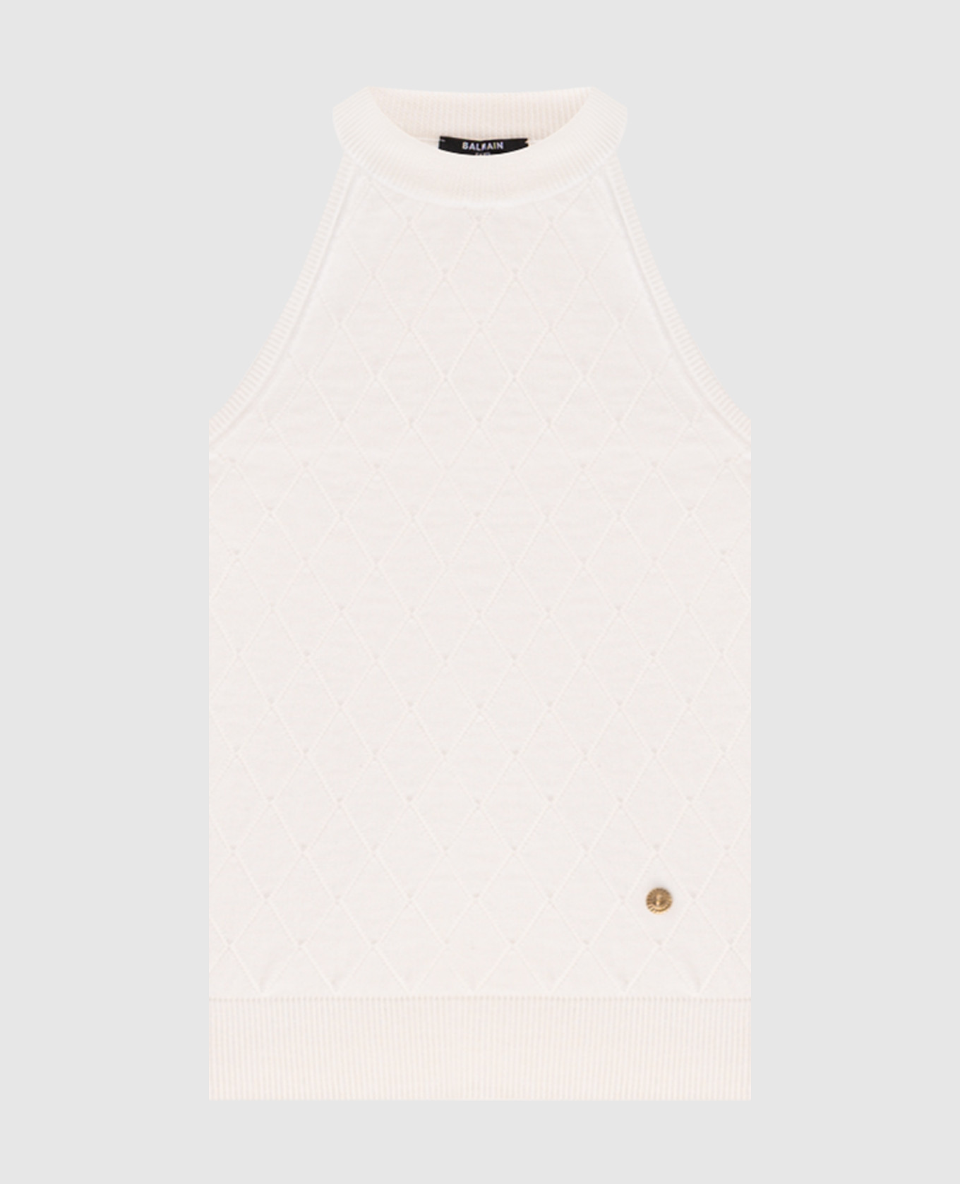 Ivory wool top with geometric pattern