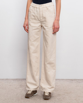 Brunello Cucinelli Beige jeans with linen ML996P4053