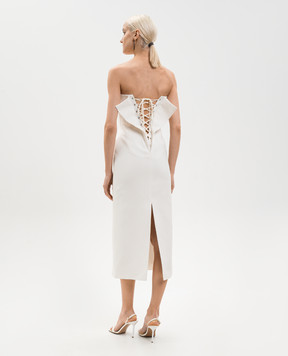 SSHEENA Allacciami white midi dress with linen 26SSALLACCIAMITS26012A8