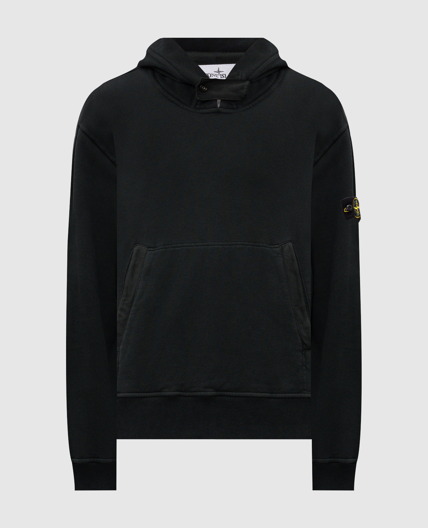 Green hoodie with logo patch