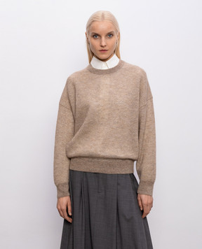 Brunello Cucinelli Beige wool sweater with lurex MGG270510P