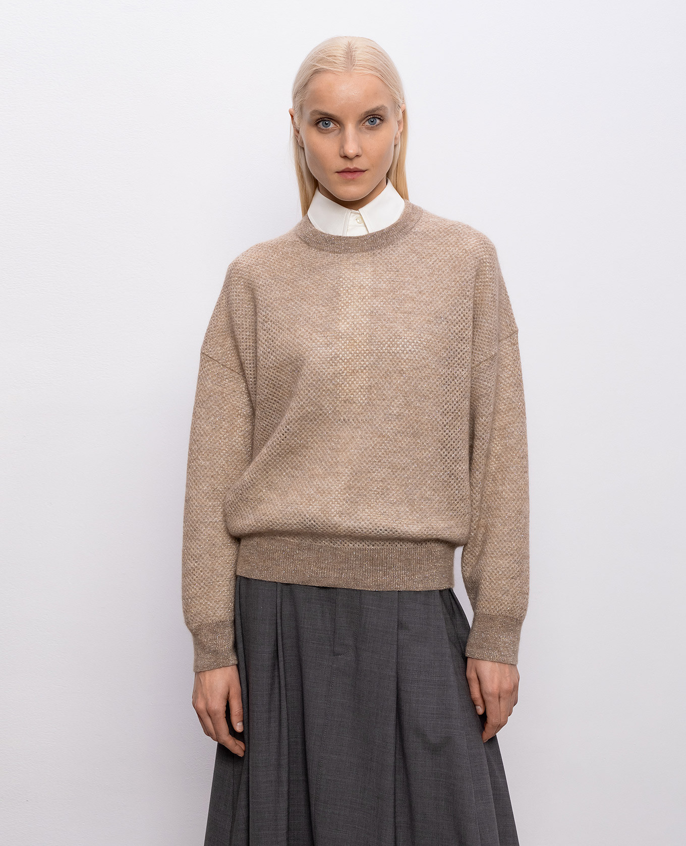 

Beige wool sweater with lurex Brunello Cucinelli