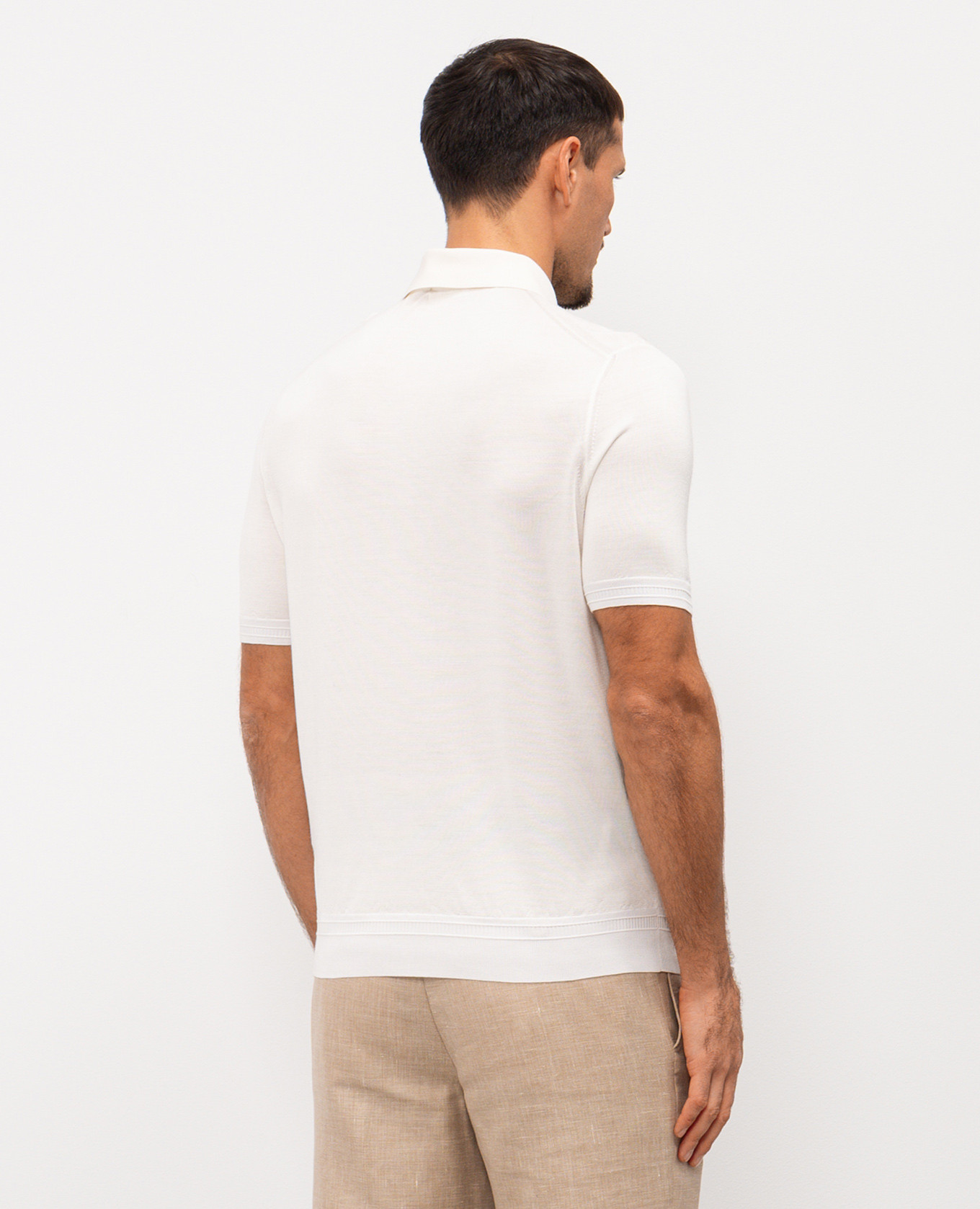 White silk polo shirt with embroidered monogram logo Stefano Ricci 4