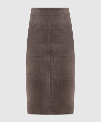 Suede skirt PALMI khaki