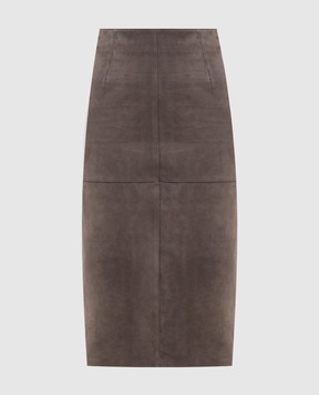 Max Mara Weekend Suede skirt PALMI khaki WKDPALMI
