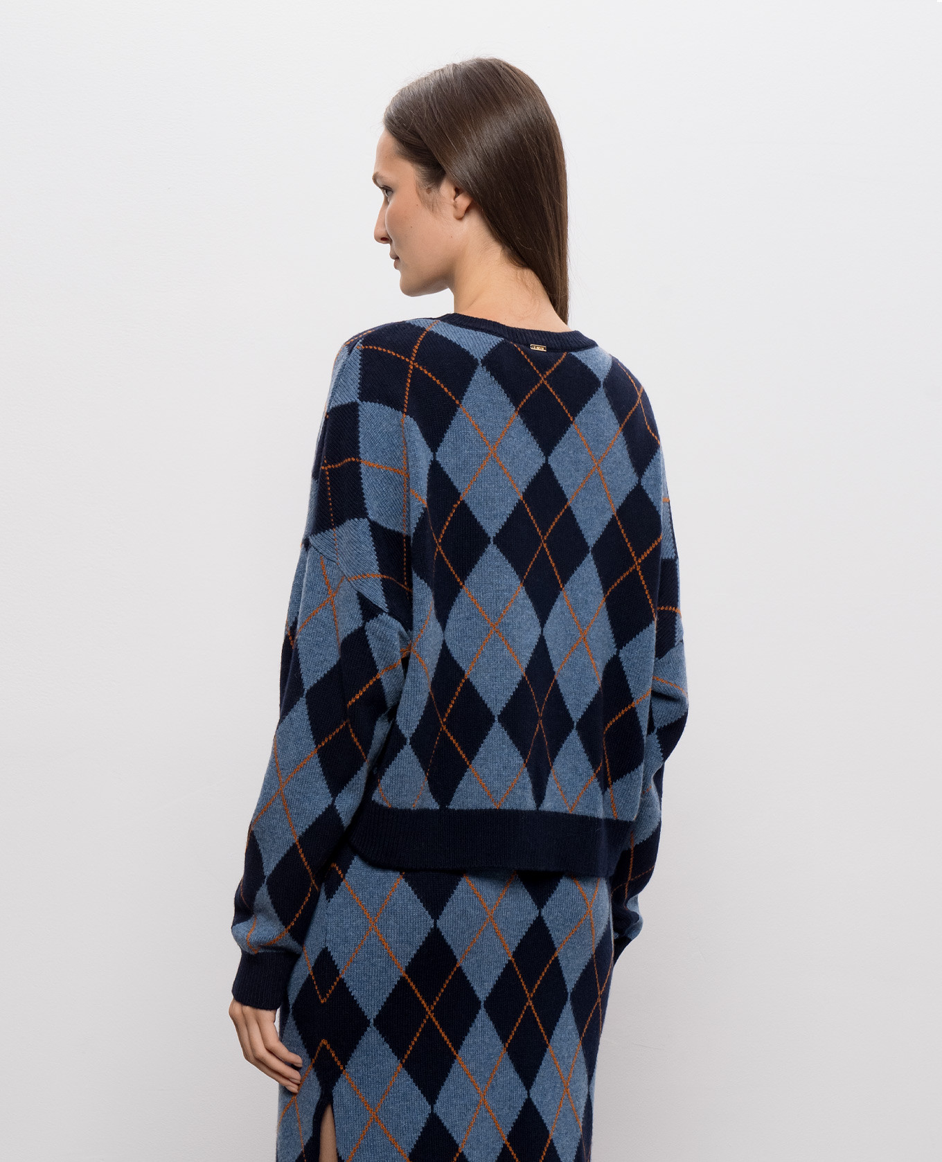 Blue sweater with geometric pattern Twinset 4