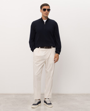 Bertolo Cashmere Blue wool and silk polo shirt 90264500256658