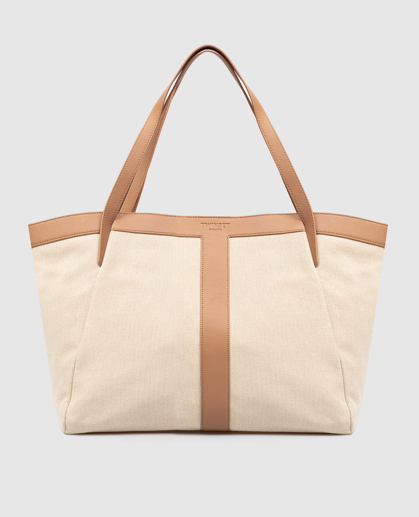 

Beige bag with embossed logo Twinset