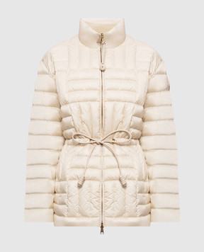 Moncler Beige down jacket with logo patch L20931A00150597YF