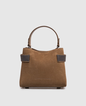 Brunello Cucinelli Brown suede Essence bag with monil chain MBDLD2499