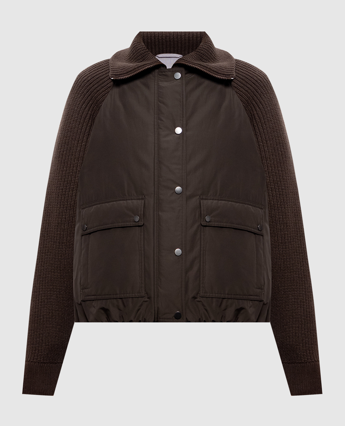 Brown down jacket with wool and cashmere
