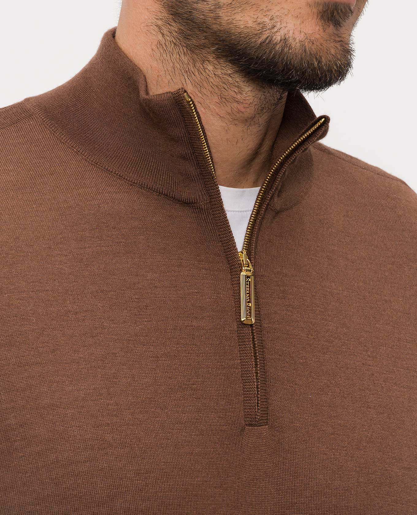 

Brown cashmere and silk polo shirt Stefano Ricci