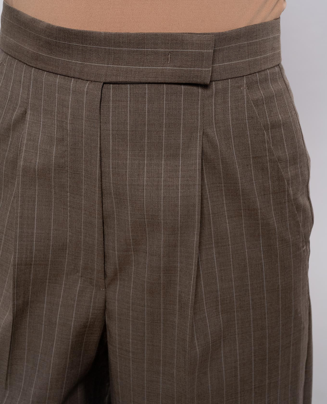 MXMMANETTA brown striped wool high-rise pants Max Mara 5