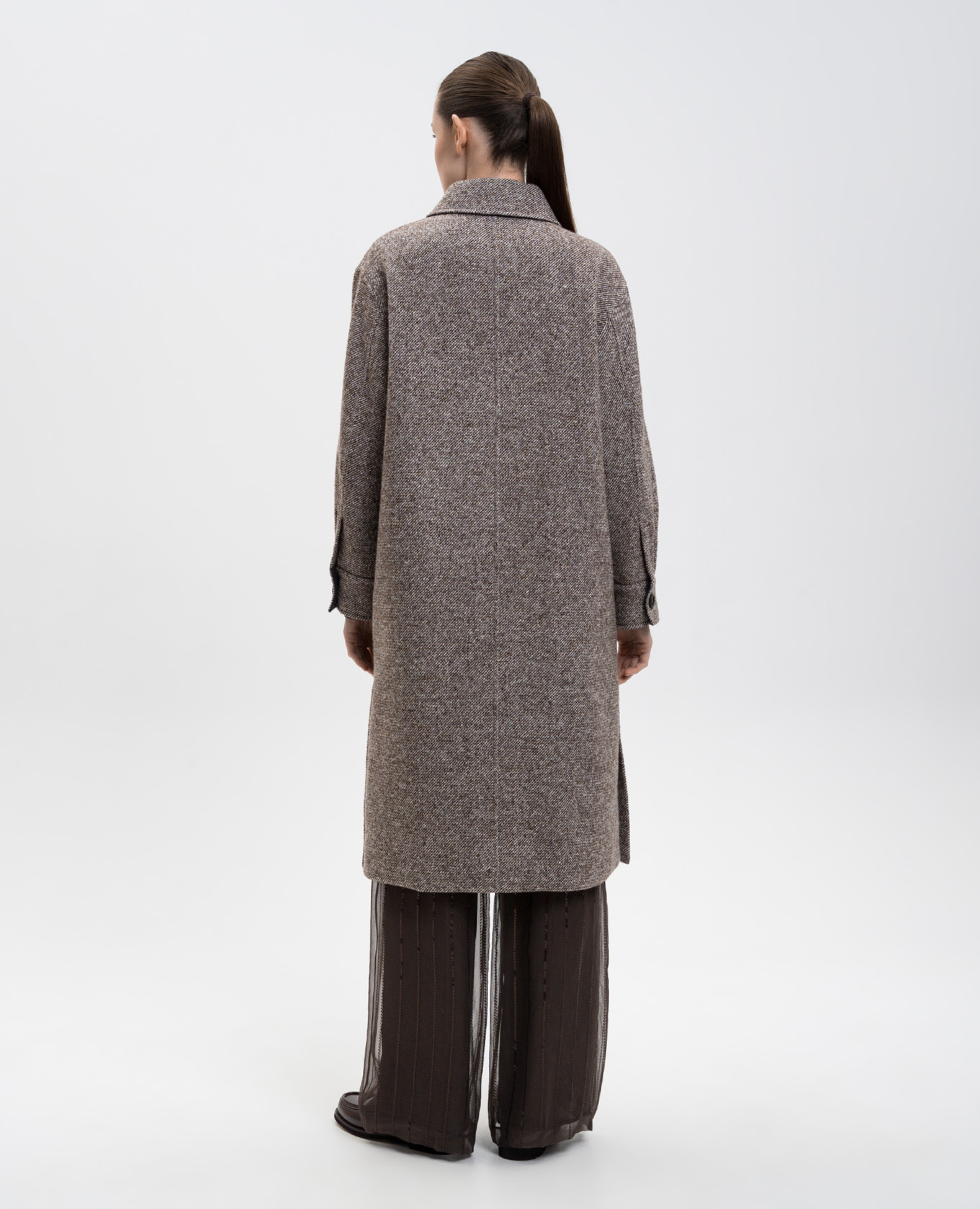 Brown wool and silk coat Brunello Cucinelli 4