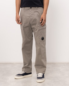 C.P. Company Khaki cargo pants with logo patch MPA090A005529G