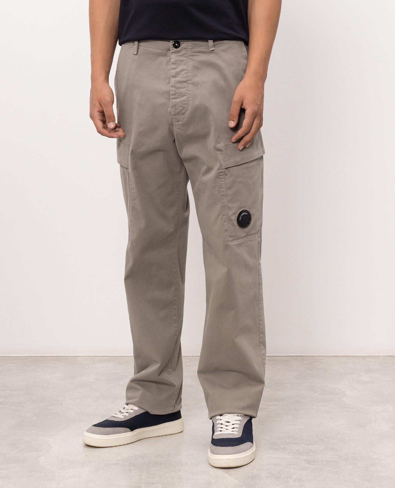 Khaki cargo pants with logo patch C.P. Company 3