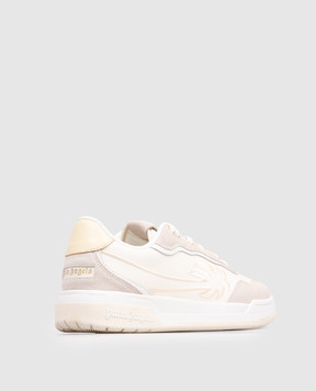 Palm Angels Ivory combination sneakers with embroidered emblem PMIA10VS26LEA002