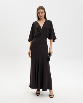 Agnona Brown midi dress with silk TR1105YU5074