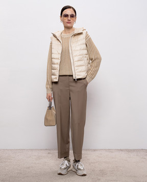 Peserico Beige down vest with monil chain A0346102200