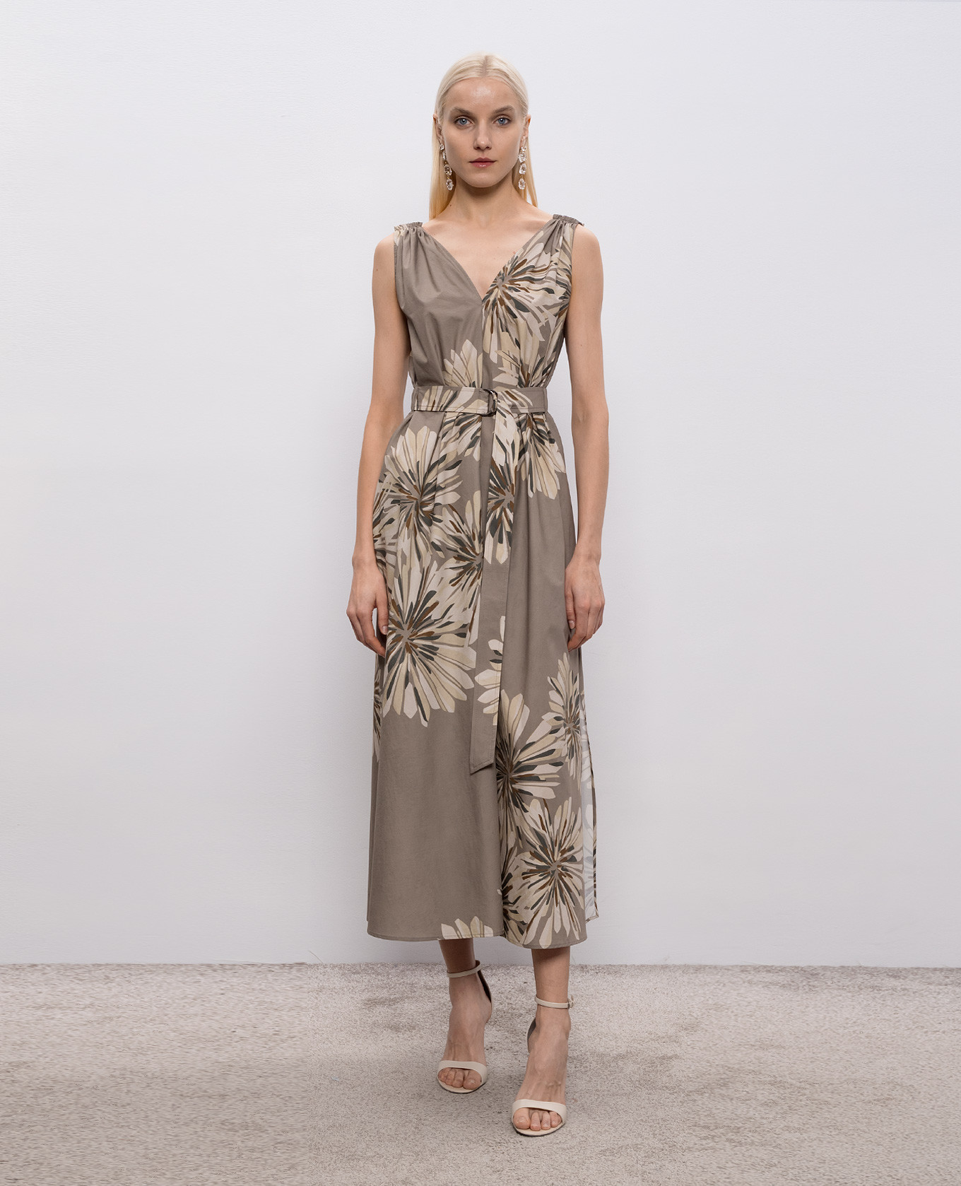 

Khaki dress with floral print Brunello Cucinelli