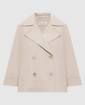 Peserico Beige cropped trench coat with patch A2511303184
