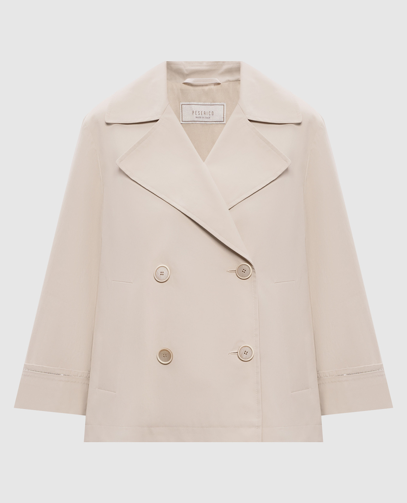

Beige cropped trench coat with patch Peserico