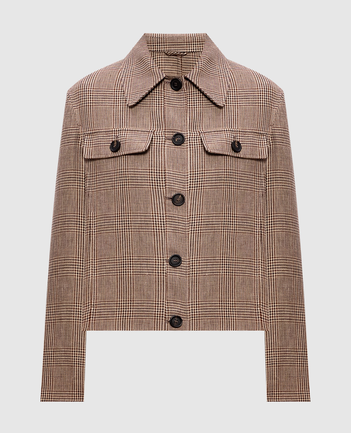 

Brown Windsor Check Linen Jacket Brunello Cucinelli