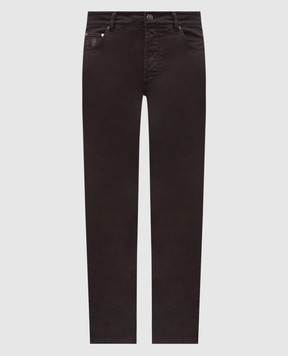 Brunello Cucinelli Dark brown jeans with embroidered emblem M277PB3210