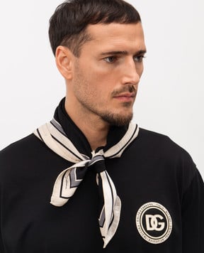 Dolce&Gabbana Black silk scarf with a pattern GQ348EG0JSF