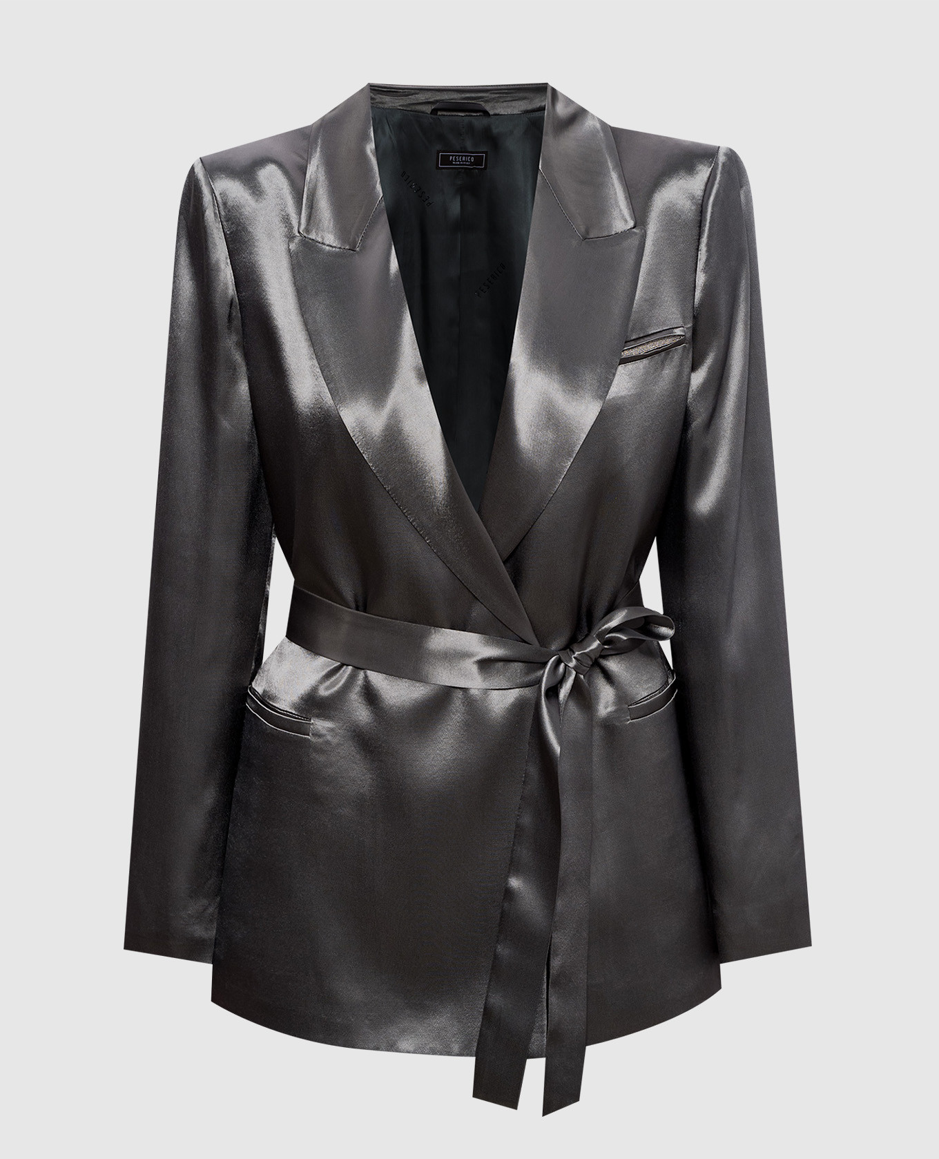 

Green double-breasted jacket with belt Peserico