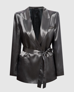Peserico Green double-breasted jacket with belt E01220A01514
