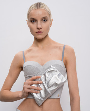 Jimmy Choo Bonny silver leather clutch BONNYCLUTCHMNA
