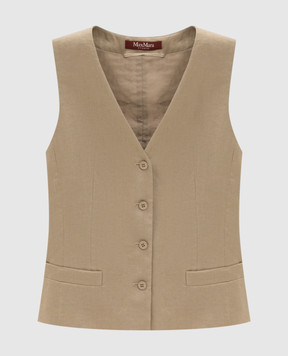 Max Mara Brown linen CARNET vest MSTCARNET
