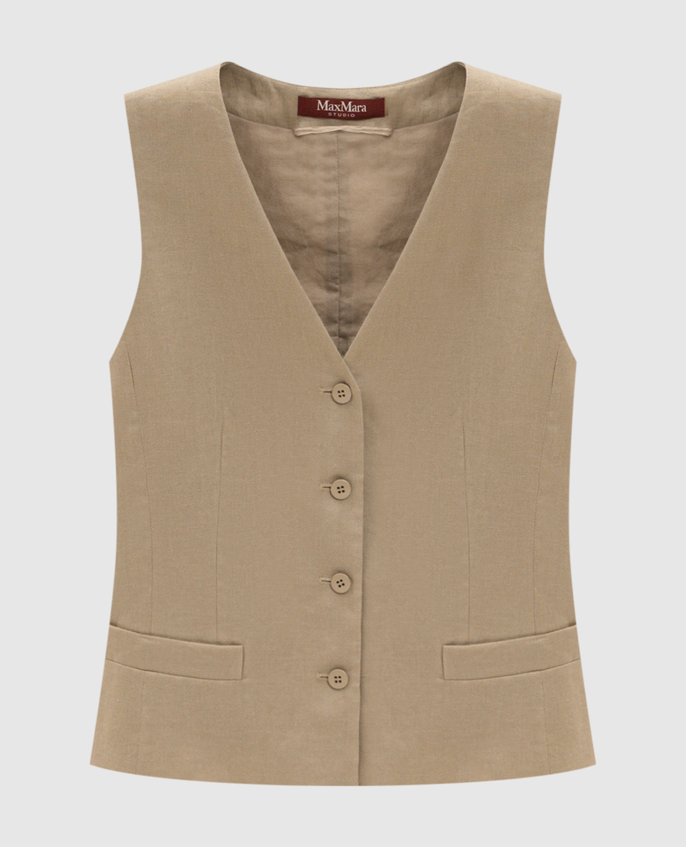 

Brown linen CARNET vest Max Mara