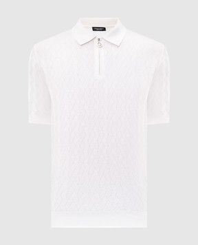 Stefano Ricci White polo shirt with patterned silk K818106P31F26172